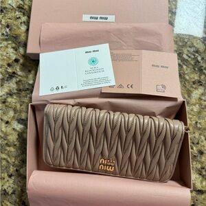 Miu Miu Beige Quilted Leather Clutch